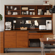 Retro solid wood dining side cabinet, living room wine cabinet, coffee cabinet, locker against the wall, entrance high cabinet custom